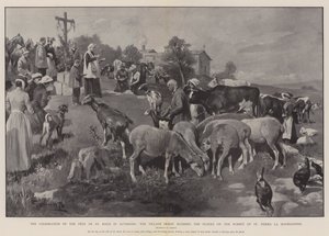 The Celebration of the Fete of St Roch in Auvergne, the Village Priest blessing the Flocks on the Summit of St Pierre la Bourlhonne